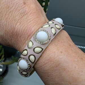 Elegant Gold and Cream Women's Bangle Bracelet